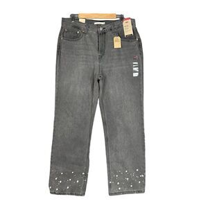 Levis Jeans Womens 32 Black Gray Denim Low Pro‎ Mid Rise Straight Leg Distressed